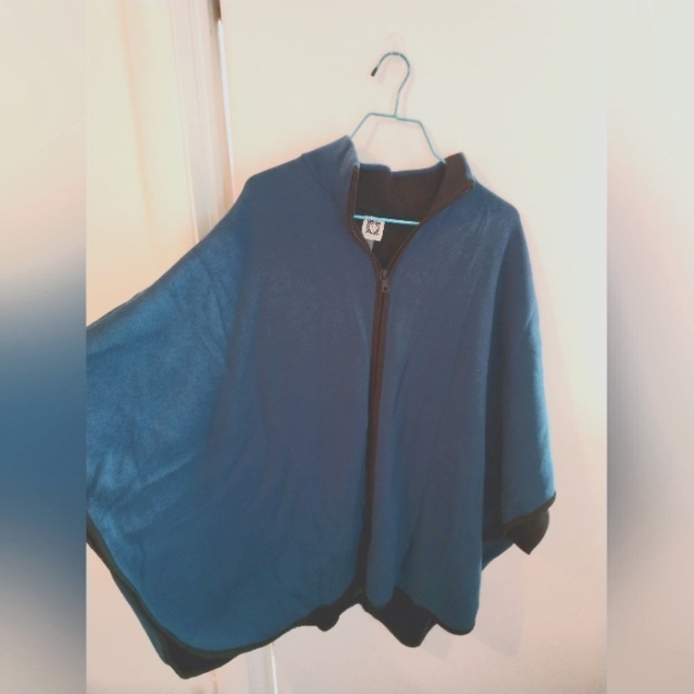 Anne Klein Blue Cape with Black Trim